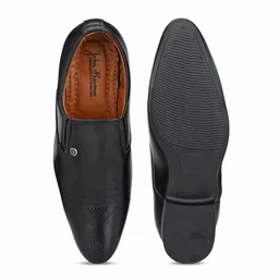 John Karsun Men Black Solid Formal Slip-Ons image 2