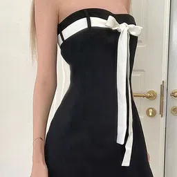 LULU & SKY Off Shoulder Bow Detailed Sheath Mini Dress image 5
