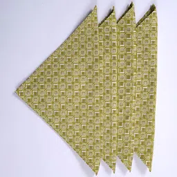 ratan cart TARAN LIVING Green & White 4 Pieces Geometric Printed Cotton Table Napkins image 2