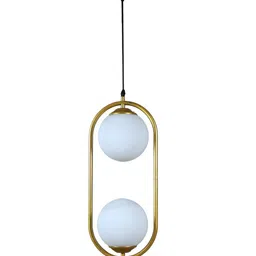 MFD HOME FURNISHING Gold-Toned Capsule Doom Glass Ceiling Lamp image 2