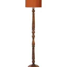 TU CASA Red & Brown Mango Wooden Cylindrical Shaped Floor Lamp image 5