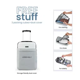 Assembly White Set Of 2 Textured Hard Cabin-Sized Medium-Sized Trolley Bags 40L 60L image 3