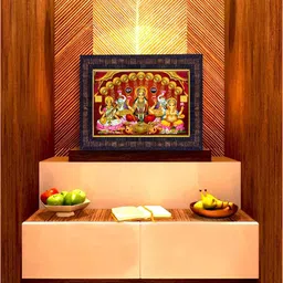 Hawai Black & Red Laxmi Ganesh Saraswati Wood Wall Photo Frames image 3