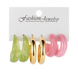 Unwind by Yellow Chimes Pack Of 3 Half Hoop Earrings image 5