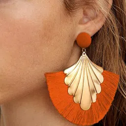 Yellow Chimes Gold Plated Contemporary Tasselled Drop Earrings image 3