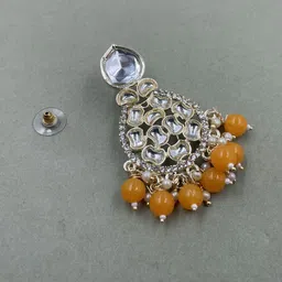 Rhymee Gold Plated Kundan & Pearl Floral Chandbalis image 5