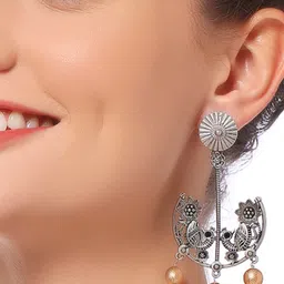 OOMPH Artificial Beads Oxidised Drop Earrings image 5