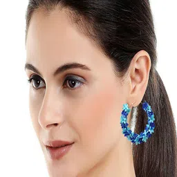 UNIVERSITY TRENDZ Gold-Plated Beaded Floral Hoop Earrings image 2