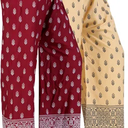 4k fashion Pack of 2 Women Relaxed Maroon, Gold Viscose Rayon Trousers-picture-28