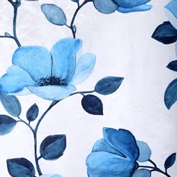 Aura White & Blue 2 Pieces Floral Room Darkening Door Curtains image 3