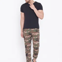HARBOR N BAY Men Green & Beige Printed Joggers image 5