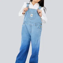 Olele Girls Cotton Denim Dungarees With Shirt image 5