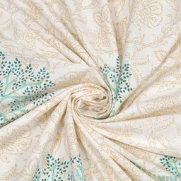 BLOCKS OF INDIA Cream-Coloured Floral Cotton Rectangle 6-Seater Table Cover image 5