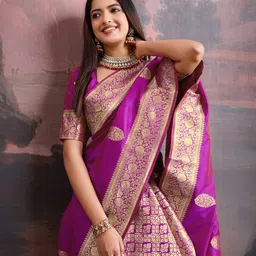 House of Pataudi Paisley Woven Design Saree With Blouse image 2