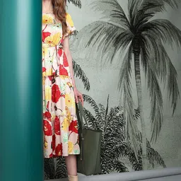 Vero Moda Square Neck Floral Printed Tiered A-Line Dress With Belt-picture-34