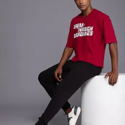 HRX by Hrithik Roshan Men Typography Printed Pure Cotton Oversized T-shirt image 5