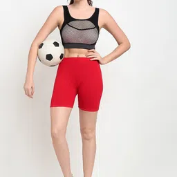 GRACIT Women Red Biker Shorts image 5