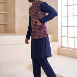 Inddus Woven-Design Mandarin Collar Nehru Jacket image 3