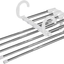 Hangers for Clothes Hanging Multi-Layer Multi Purpose Pant Hangers for Wardrobe Steel Dress Pack of 5 Hangers For Dress-image-1