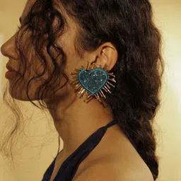 Digital Dress Room Beaded Heart Shaped Studs Earrings image 3