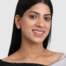 JEWELS GEHNA Pink Floral Studs Earrings image 5