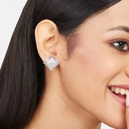 ATIBELLE Rhodium Plated Cubic Zirconia Contemporary Studs image 5