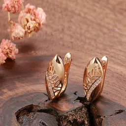 Shining Diva Fashion 18k Rose Gold-Plated White Zircon Studded Studs-image-45
