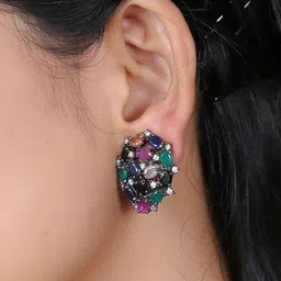 Adwitiya Collection Silver-Plated Classic Studs Earrings image 5
