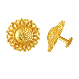 MEENAZ Set of 2 Gold-Plated Circular Studs Earrings image 4