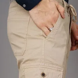 British Club Mens Smart Regular Fit Low-Rise Cotton Cargos Trousers image 5