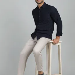 Greenfibre Men Cotton Mid-Rise Slim Fit Chinos Trousers image 3