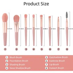 COLOR STYLE Set of 8 Chocolate Brown Makeup Brush image 5