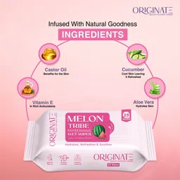 originate Melon Tribe Refreshing Wet Wipes for Easy Makeup, Excess Oil Removal-Pack of 6 image 3
