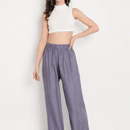 TAG 7 Women Grey & Navy Blue Set of 2 Flared Ethnic Palazzos image 2