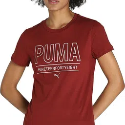 puma Womens Graphic Tee II Women Printed Round Neck Cotton Blend Red T-Shirt-picture-12