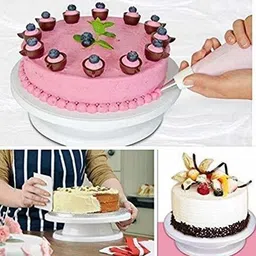 fitaza Round Rotating Revolving Cake Turntable Decorating Stand Platform Plastic Cake Server image 3