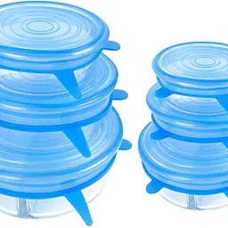 shopper52 Silicone Stretchable Lids Flexible Covers for Rectangle Round Square - Bowls Dishes Plates Food Fresh Saver Cover 8 inch Lid Set-picture-12