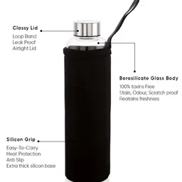 nirlon Ira Transparent 1000ml Borosilicate Glass Bottle with sleeve image 4