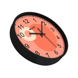 OLIVE TREE Black & Orange Printed Round Shaped Contemporary Analogue Wall Clock image 2