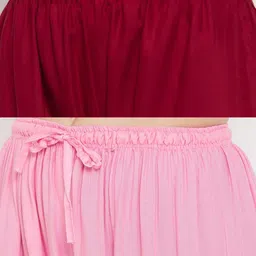 Clora Creation Women Set Of 2 Maroon & Pink Palazzos image 5