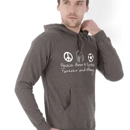 Campus Sutra Men Charcoal Grey Printed Hooded Sweatshirt image 2
