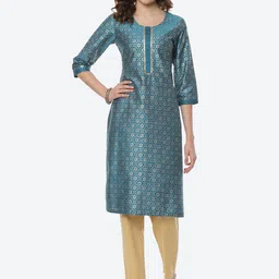 Rangriti Women Turquoise Blue Ethnic Motifs Kurta image 2