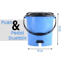 Kuber Industries 2-Pcs Blue & Black Check Dhakkan Pedal Dustbins - 7 Ltrs image 4