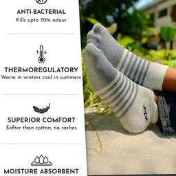 Heelium Men Pack Of 3 Striped Odour-Free & Breathable Bamboo Ankle-Length Socks image 2