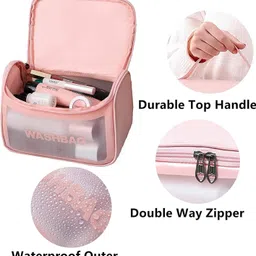 onishomes Travelling Cosmetic Storage Waterproof Pouch, Women Cosmetic Carry Storage Bag Portable Travelling Cosmetic Bag Vanity Box image 3