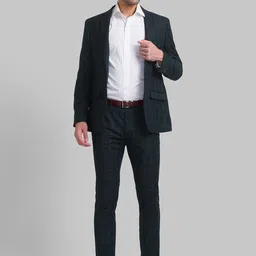 Park Avenue Men Checked Single Breasted Two Piece Formal Suit image 4