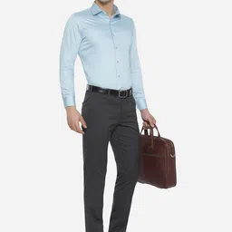 Greenfibre Men Solid Blue Slim Fit Formal Shirt image 5