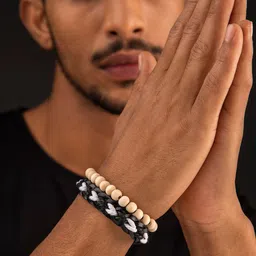 The Roadster Lifestyle Co Men Set of 2 White Bracelets-picture-34