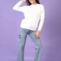 V-Mart Women Cotton Low Distress Light Fade Jeans image 2