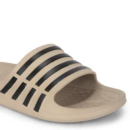 Adda Men Beige & Black Striped Rubber Sliders image 2